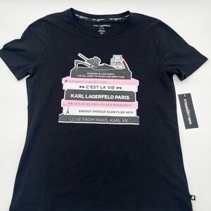 Karl Lagerfeld Black and Pink Graphic Tee